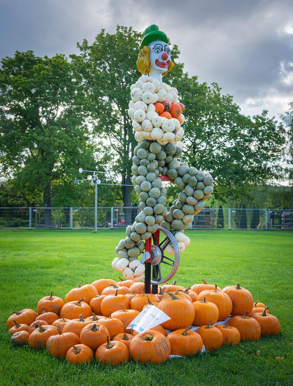 Kürbisausstellung egapark Erfurt 2019 - Clown mit Einrad