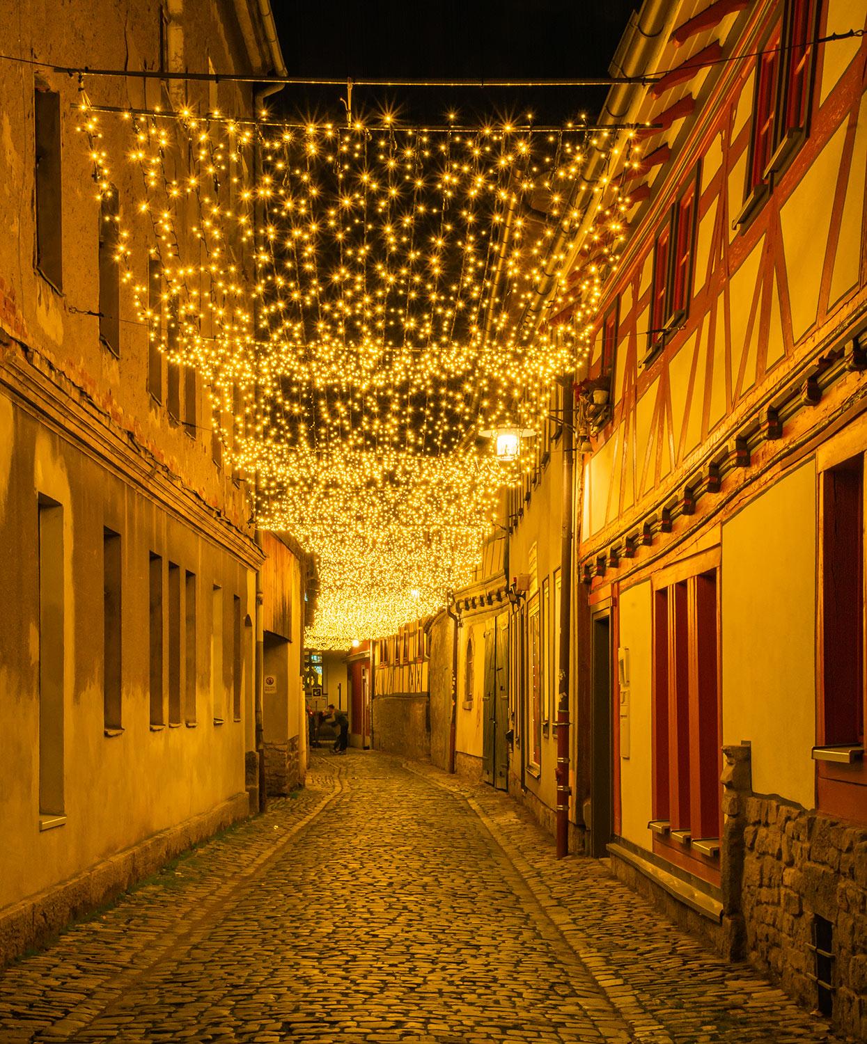 Lichtervorhang in der Postgasse von Meiningen - Thüringen
