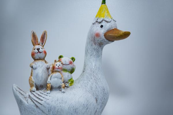 Gans, Hasi, Frosch und Katze - Tonfigur